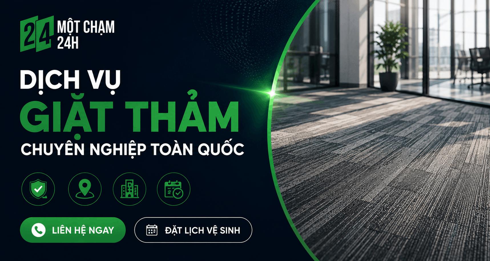 Một Chạm 24H cung cấp dịch vụ giặt thảm văn phòng và nhà ở chuyên nghiệp toàn quốc